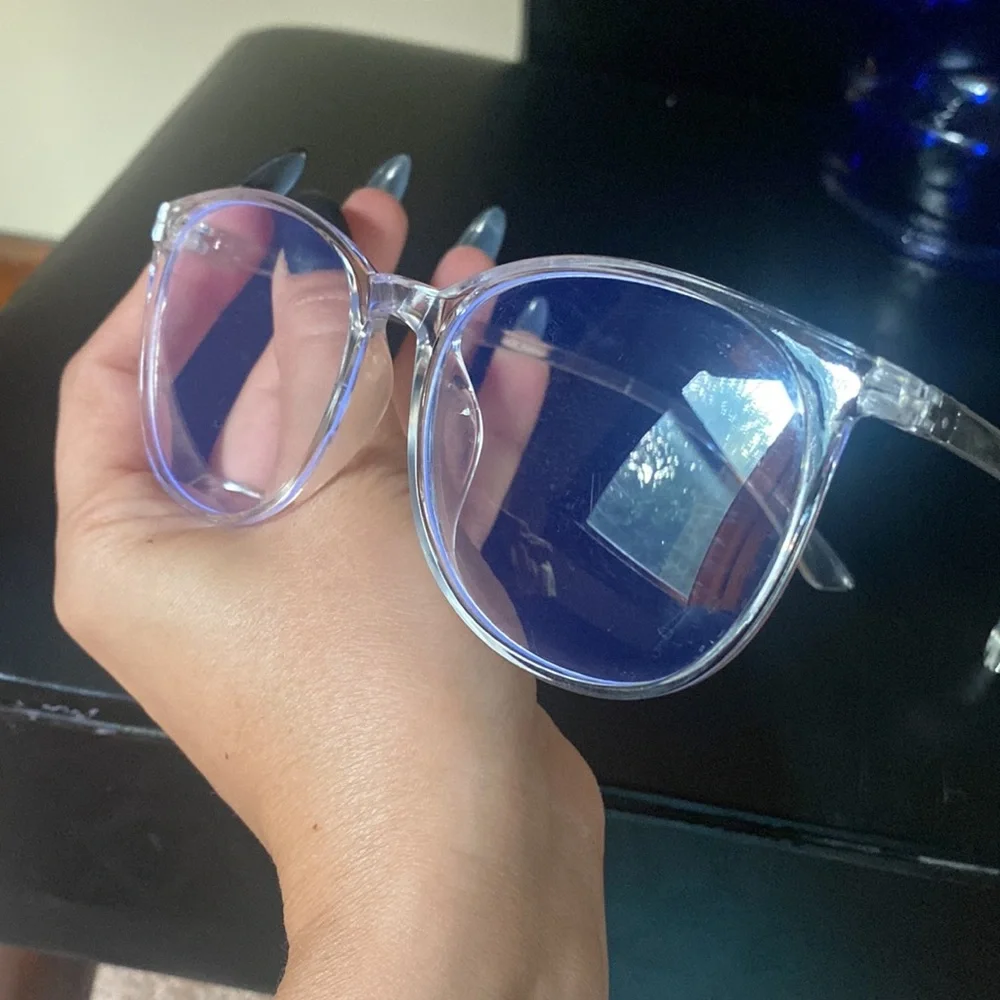 Oversize clear plastic blue light blockers eyeglasses